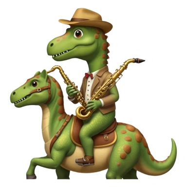 Dino with a Saxophon on a horse  sticker