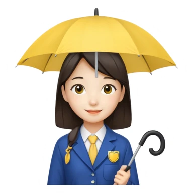A koean girl wear school uniforms hold yellow umbrella sticker