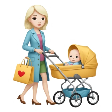 exhausted lady shopping with baby sticker
