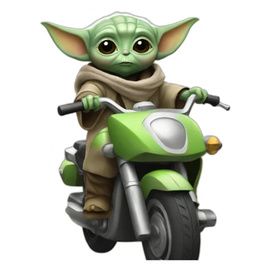 baby yoda riding a motorcycle sticker