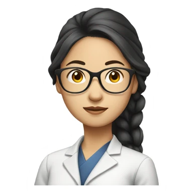 asian women with  pony tail and glasses  and look professor sticker