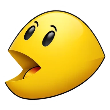 Perfect side profile of classic Pacman, yellow circle with triangular wedge cut out for mouth, showing only the side view, no front view sticker