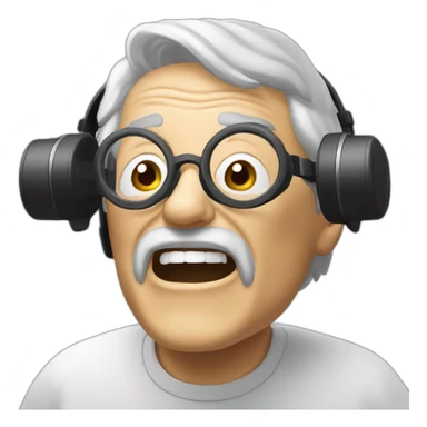 old man yells at vr headset in the cloud sticker