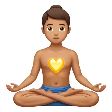Person is meditating and his heart is glowing and shining sticker