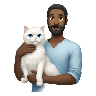 man with beard holding white persian cat with blue eyes  sticker
