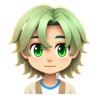 Teen age boy with long hair and gree eyes sticker