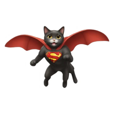a cat flying in the sky like superman sticker