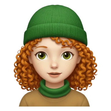  ginger girl with a green beanie with curly hair  sticker