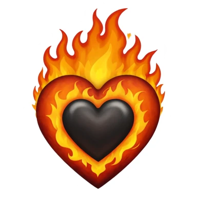black heart on fire sticker
