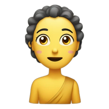 Una cara amarilla con cejas fruncidas mirando hacia arriba, con el pulgar y el índice en la barbilla. Diseñado para mostrar a una persona meditando o pensando en profundidad sticker