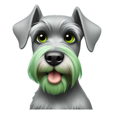 Miniature schnauzer with pointy cropped ears is feeling green and sick and nauseous  sticker