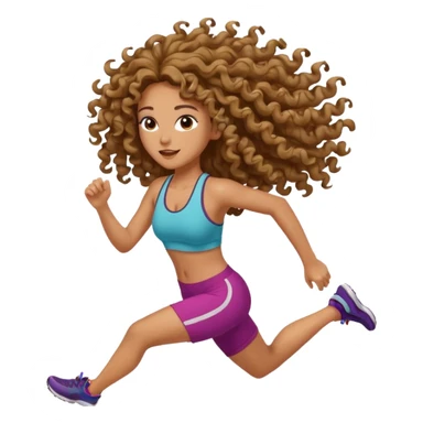 Treino de corrida feminino morena cacheada cabelos cumpridos caindo nas costas sticker