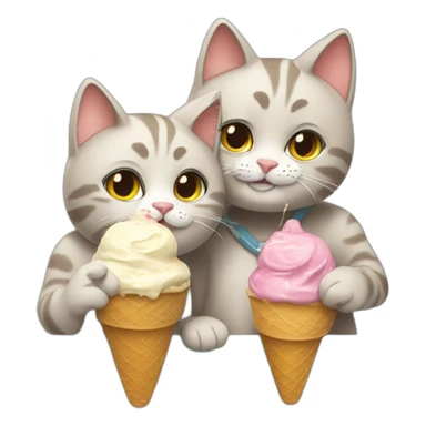 Cat eating ice cream with his girlfriend and loving her sticker
