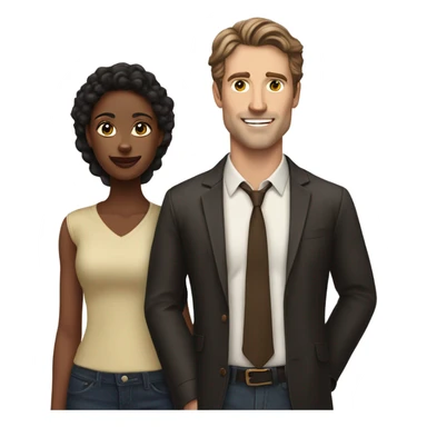 A handsome white man who looks like Joe manganeillo and pretty black woman with long brown hair who is tall in a couple with the man  sticker