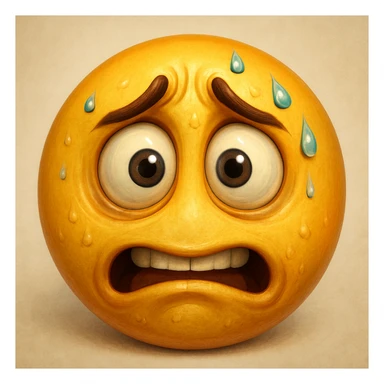 nervous emoji face, expressive, detailed, digital art sticker