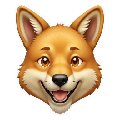 Cinematic Comical Dingo Portrait Emoji, Head tilted dramatically with an exaggeratedly amused expression, featuring a striking sandy fur with wide, expressive amber eyes full of playful disbelief, Simplified yet hilariously expressive features, highly detailed, glowing with a slightly sassy glow, high shine, dramatic yet playful, stylized with an air of cheeky outback mischief, bright and endearing, soft glowing outline, capturing the essence of a spirited and over‐the‐top dingo, so meme‐worthy it feels like it could bark its way into internet fame instantly! sticker