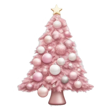 Pastel pink Christmas tree with pink and white ornaments  sticker