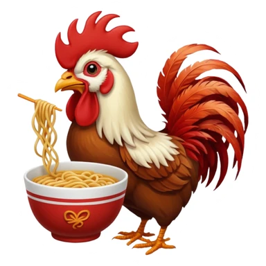 rooster eating noodle sticker