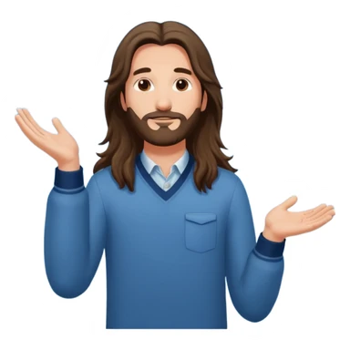 long haired man open arms looking at a flying pigeon sticker