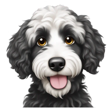 Black and white Aussiedoodle sticker