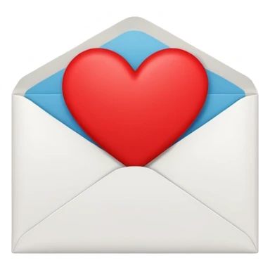 closed white envelope with a single red heart sticker in the center, smooth and clean, minimal details, bright and saturated colors, glossy highlight


 sticker