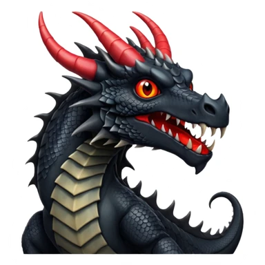 A black dragon with red eyes and great black horns. sticker