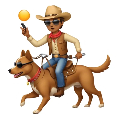 Man riding a dog into a sunset sticker