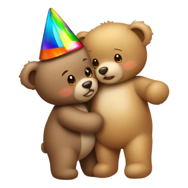 teddy bear kissing another teddy bear wearing party hats sticker