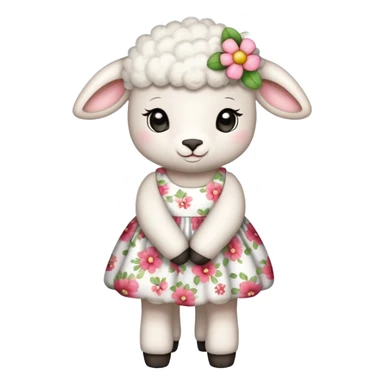 Little lamb wearing flower dress sticker
