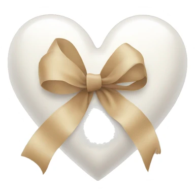 White heart with a beige ribbon on it sticker