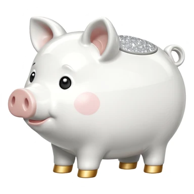 glitter white symbol pig bank sticker