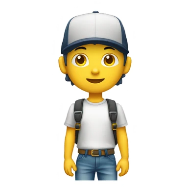 Niño blanco saludando con gorra amarilla sticker