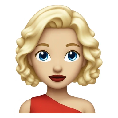blonde girl with styling blue eyes red lips in red sticker