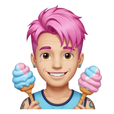 happy colorful cotton candy haired man with braces and tattoos and just face not holting anything sticker