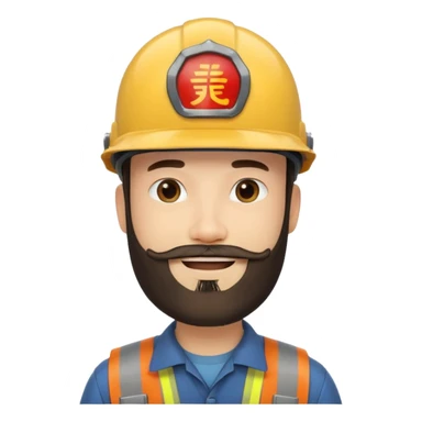 Ingeniero con barba y con casco y letra china minipeka   sticker