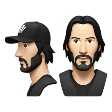 keanu reeves wearing a black adidas cap with white logo sticker