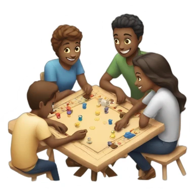 Four friends playing board game sticker
