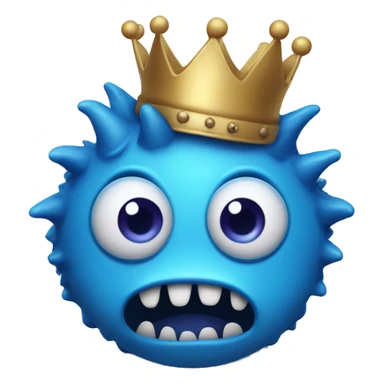 A blue monster with a button eye and a crown sticker