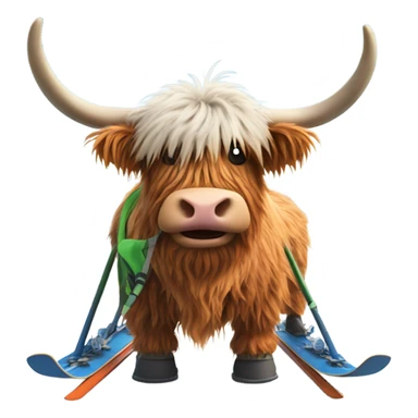 Highland cow skiing  sticker