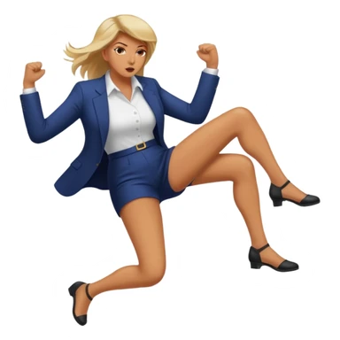 woman kicking donald trump between his legs sticker