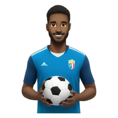 jugador de futbol camiseta azul  con balón  sticker