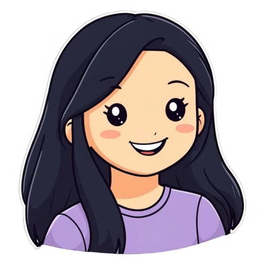 smiling girl with black hair sticker