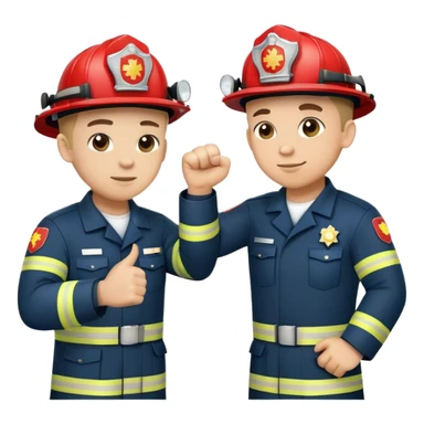 Fireman and Paramedic standing together and making fist bump  sticker