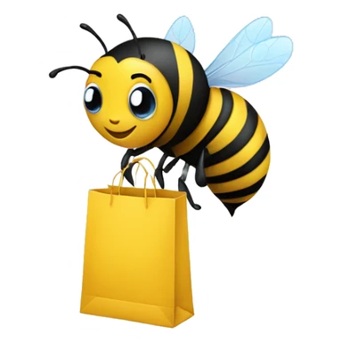 a bee buying various things in a shopping bag sticker