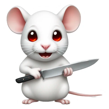 Cute white rat with red eyes holding a knife  sticker