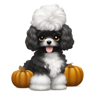 Long haired Black woman with a white maltipoo wishing a happy Thanksgiving  sticker