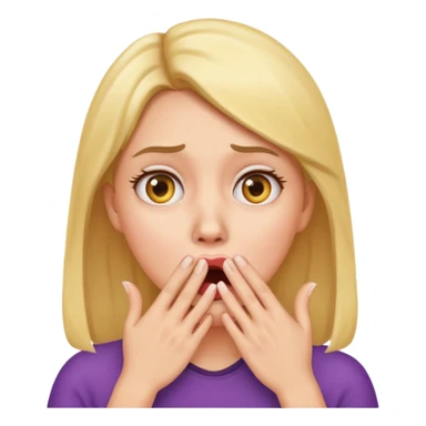 scared woman with her hand on mouth, emoji style, even more details sticker