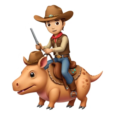 dinosaur cowboy riding a mexican pig  sticker