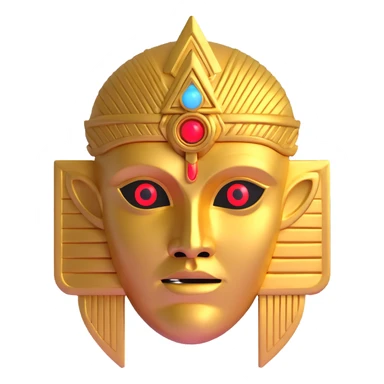 golden Anunnaki mask with glowing eyes sticker