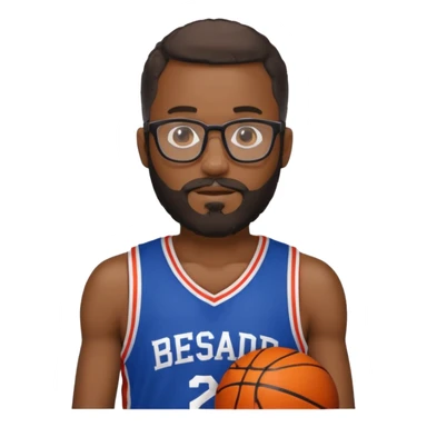 Male Athlete with Glasses – Black man, beard, basketball jersey.

 sticker
